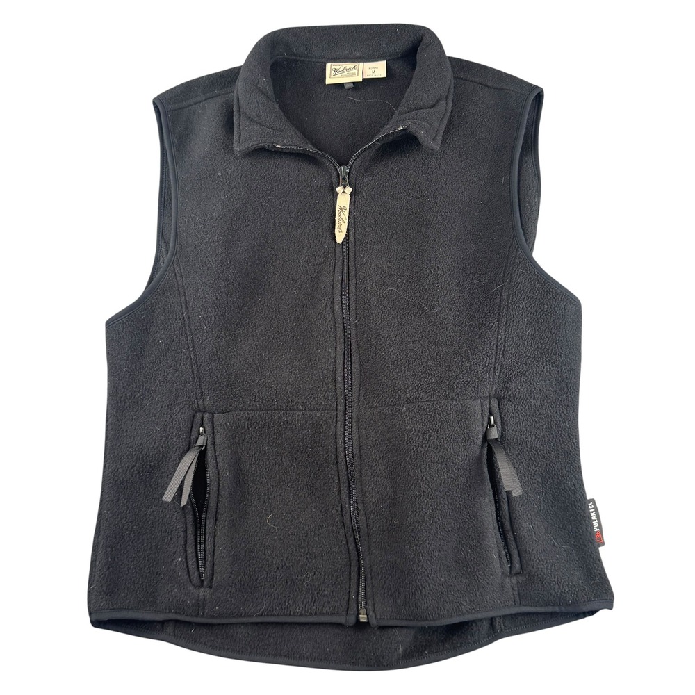 Woolrich Polartec Fleece Vest Womens Medium Black Full Zip Made in USA Outdoor